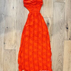 Free People Orange and Red Strapless Dress